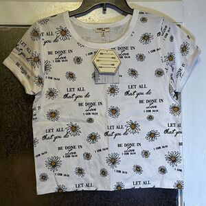 NWT Good Vibes Only Women’s Black and White Graphic Tshirt verse 1 COR 16:14 M